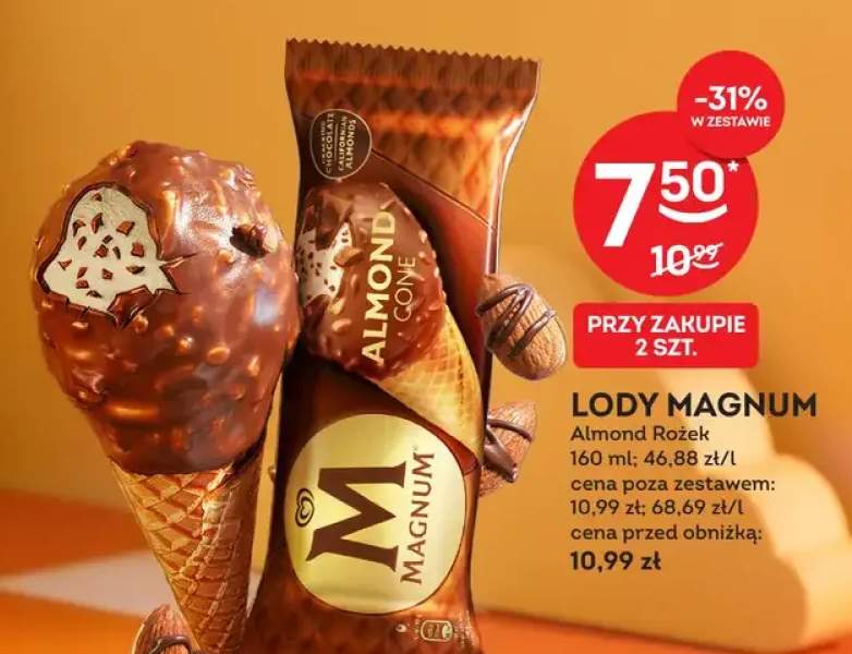Lody Magnum Almond Rożek