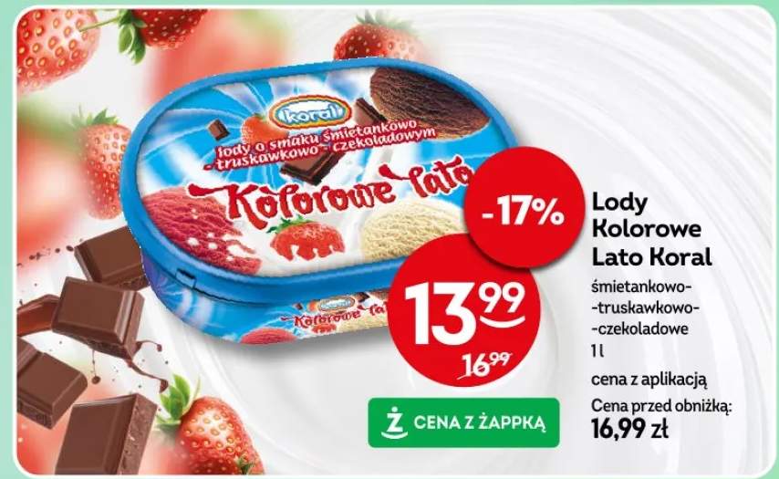 Lody Kolorowe Lato Koral śmietankowo-truskawkowo-czekoladowe