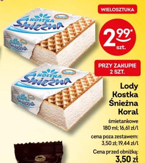 Lody Kostka Śnieżna śmietankowe Koral