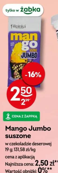 Mango Jumbo suszone Filipinka w czekoladzie deserowej