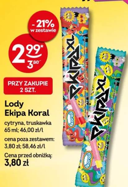 Lody Ekipa cytrynowe Koral