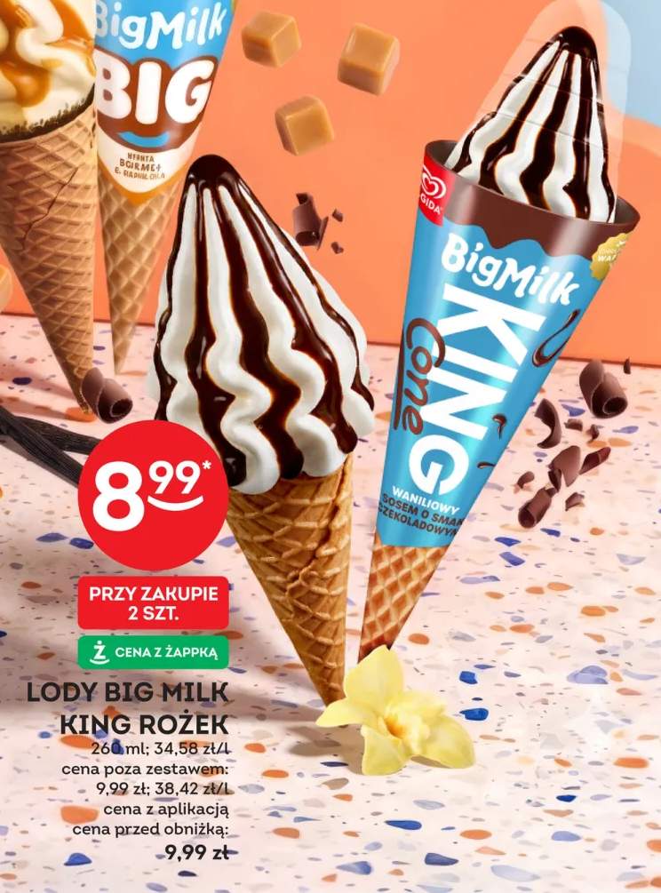 Lody Big Milk King rożek