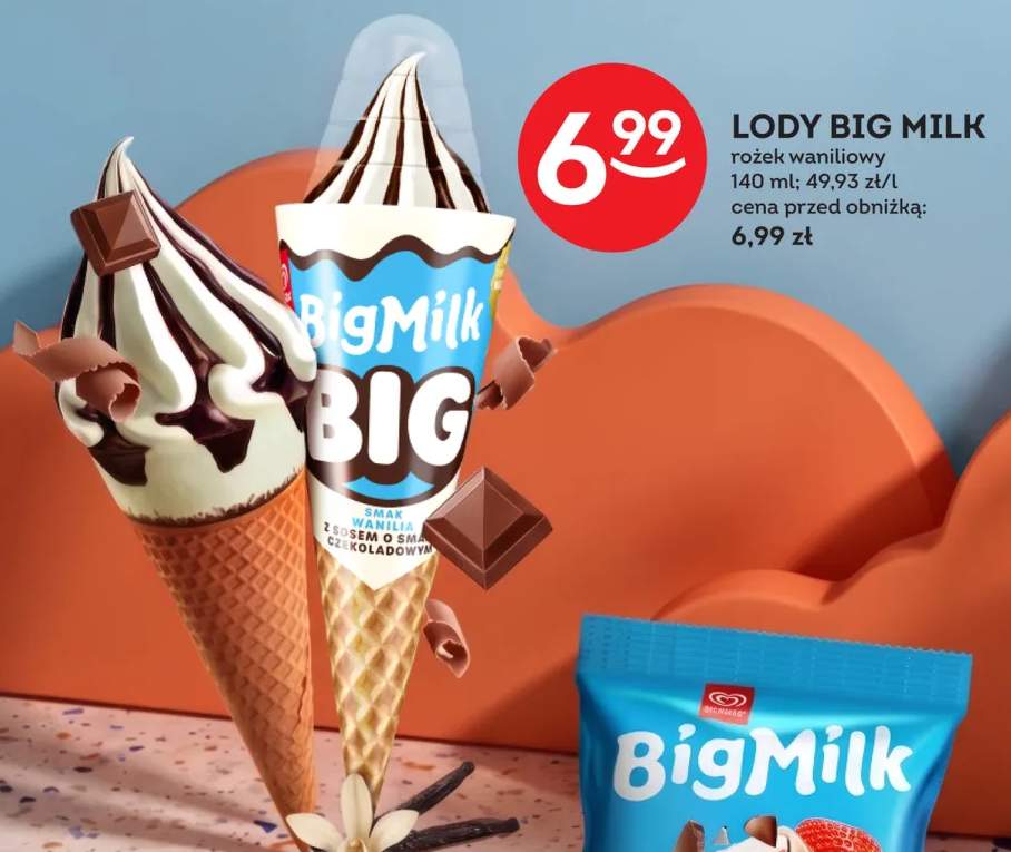 Lody Big Milk rożek waniliowy