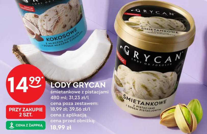 Lody Grycan śmietankowe z pistacjami