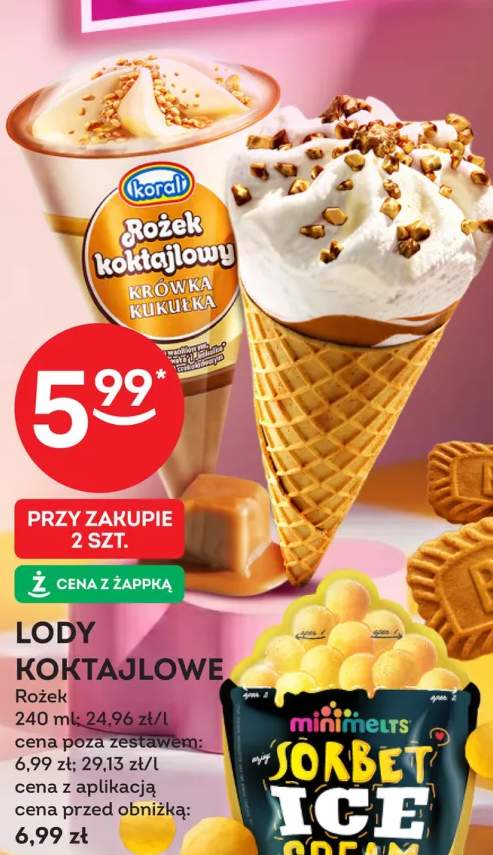 Lody koktajlowe Koral Rożek Krówka Kukułka