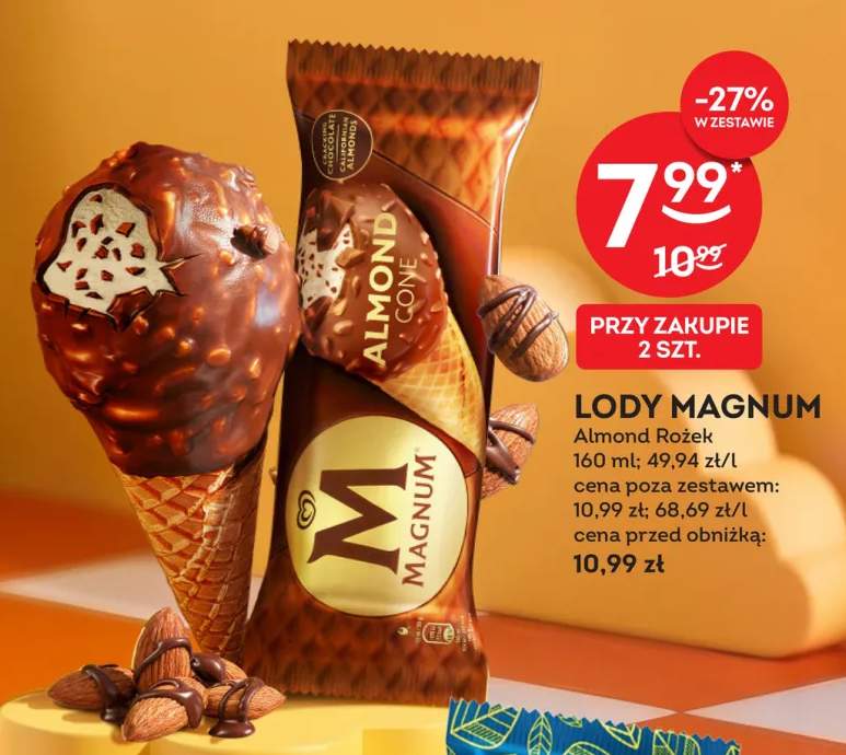 Lody Magnum Almond Rożek
