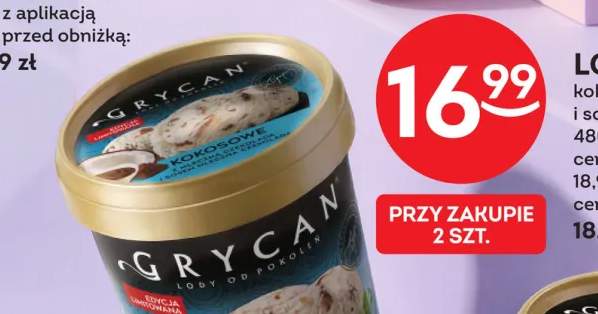 Lody Grycan kokosowe z czekoladą i sosem czekoladowym