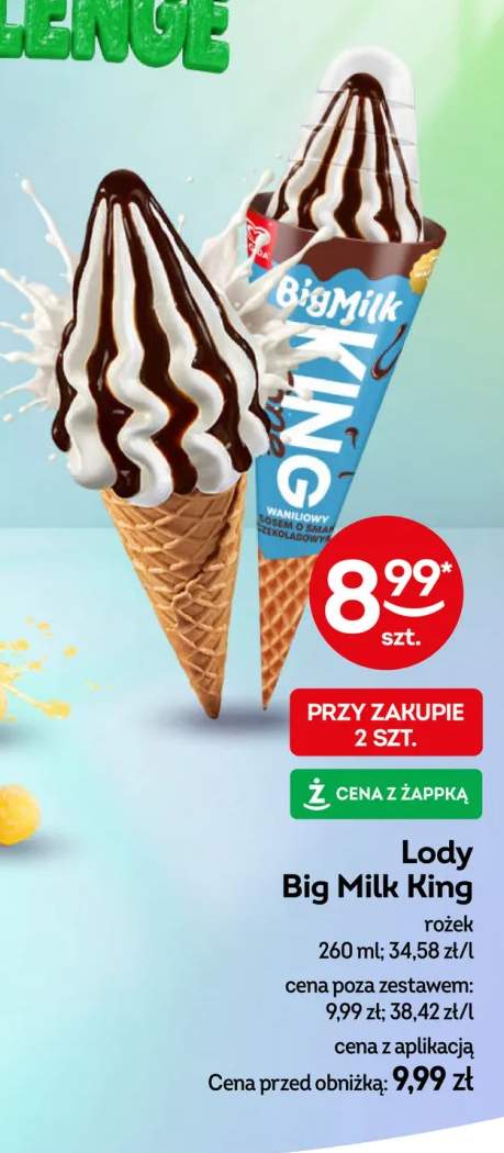 Lody Big Milk King rożek