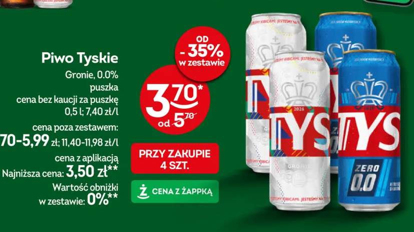 Piwo bezalkoholowe Tyskie 0.0%