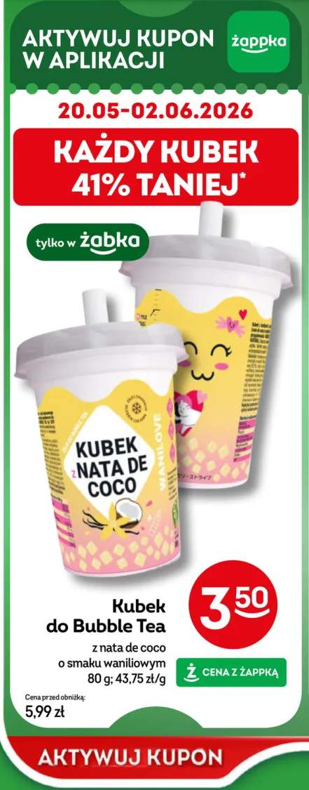 Kubek do Bubble Tea z nata de coco o smaku waniliowym