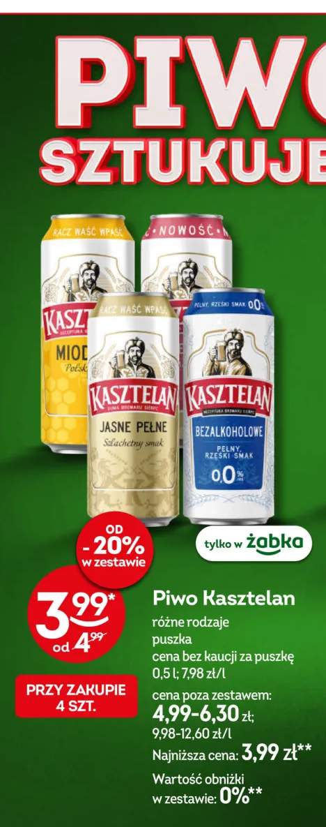 Piwo bezalkoholowe Kasztelan 0,0%