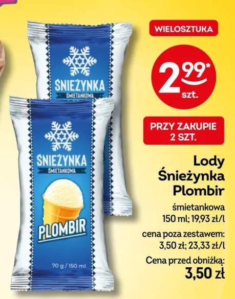 Lody Śnieżynka Plombir śmietankowa