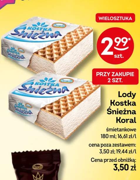 Lody Kostka Śnieżna Koral śmietankowe