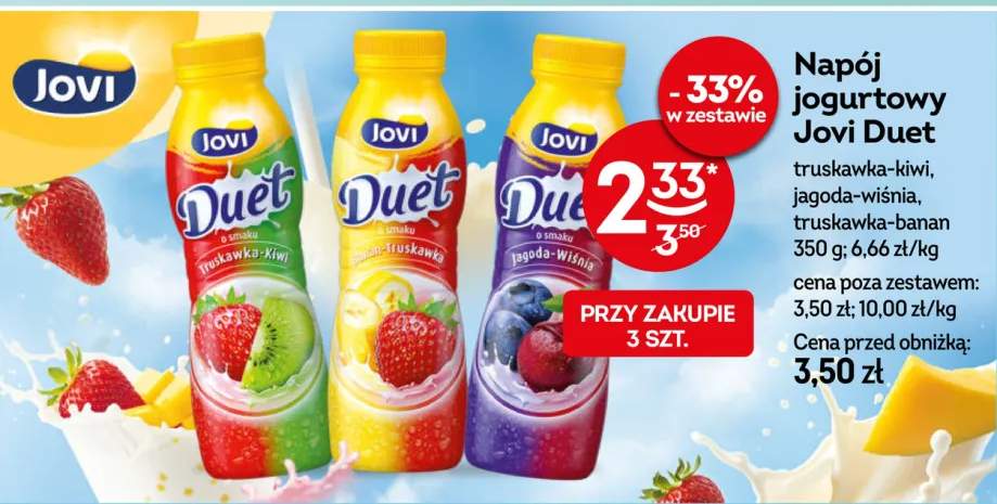 Napój jogurtowy Jovi Duet truskawka-kiwi
