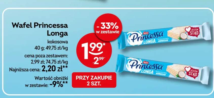 Wafel Princessa Longa kokosowa