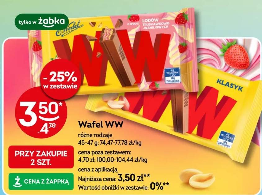 Wafel WW o smaku lodów truskawkowo-waniliowych E.Wedel