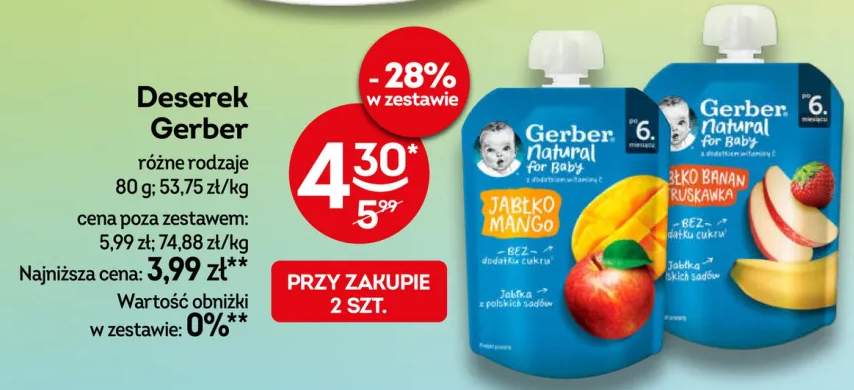 Deserek Gerber Jabłko Banan Truskawka