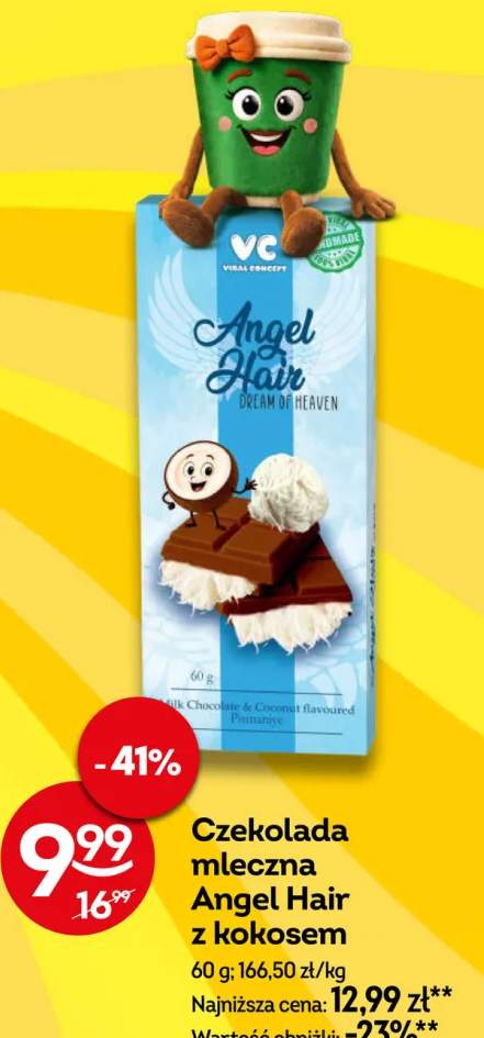 Czekolada mleczna Angel Hair z kokosem