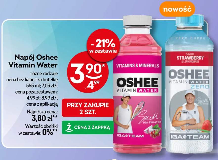 Napój Oshee Vitamin Water Zero Strawberry & Lemongrass