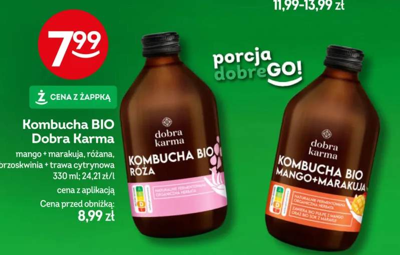 Kombucha BIO brzoskwinia + trawa cytrynowa Dobra Karma