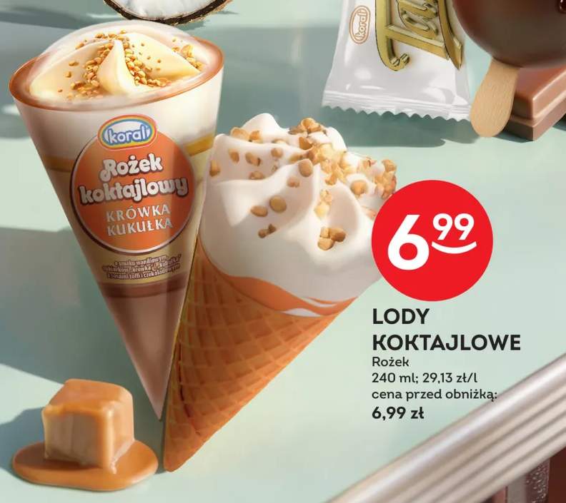 Lody Koral Rożek koktajlowy Krówka Kukułka