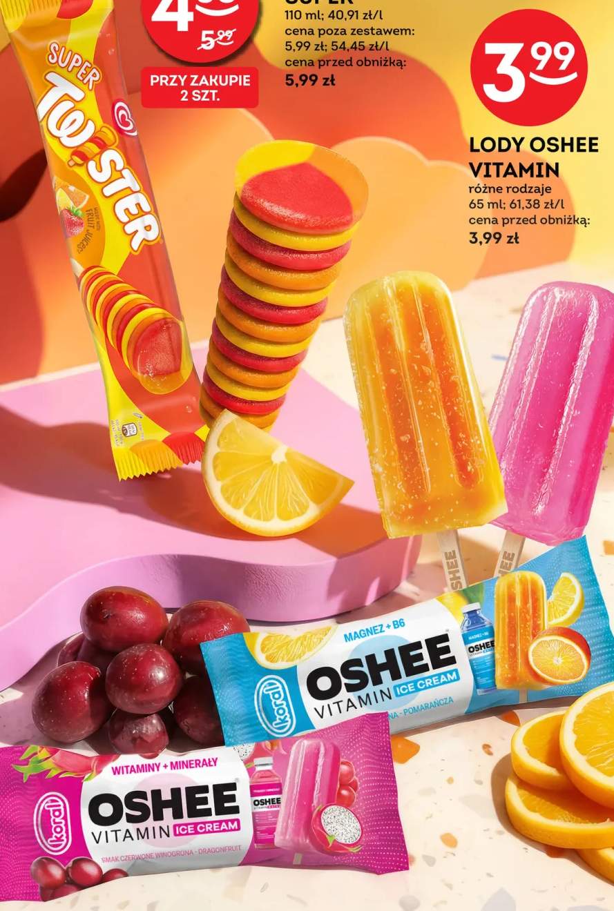 Lody Oshee Vitamin Ice Cream Magnez + B6 cytryna-pomarańcza