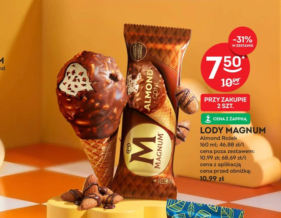 Lody Magnum Almond Rożek