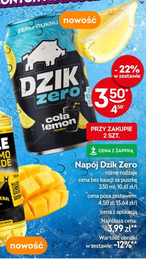 Napój Dzik Zero cola lemon