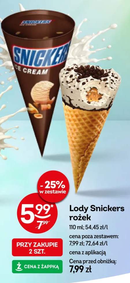 Lody Snickers rożek