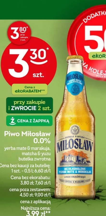 Piwo bezalkoholowe Miłosław 0.0% matcha & yuzu