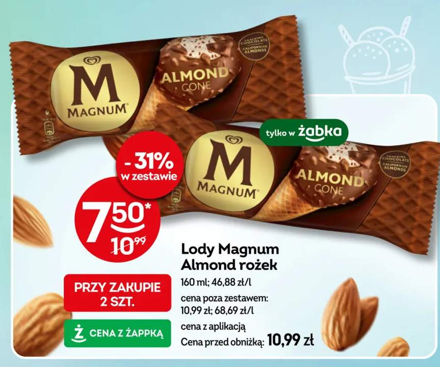 Lody Magnum Almond rożek