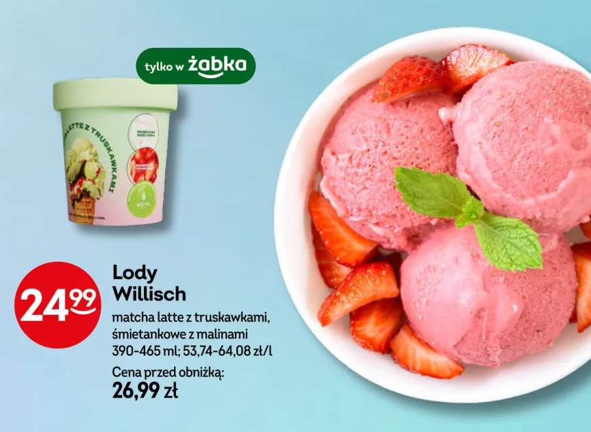 Lody Willisch matcha latte z truskawkami