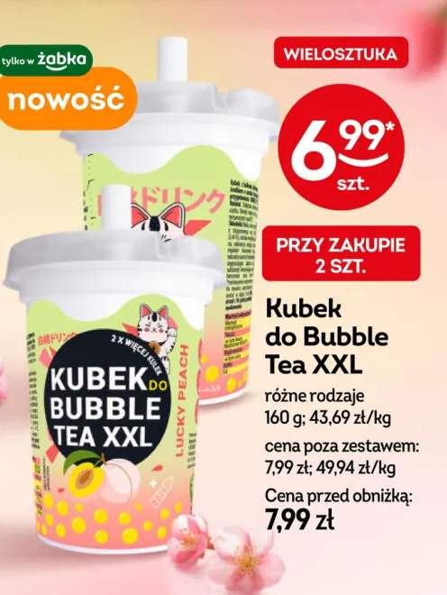 Kubek do Bubble Tea XXL Lucky Peach