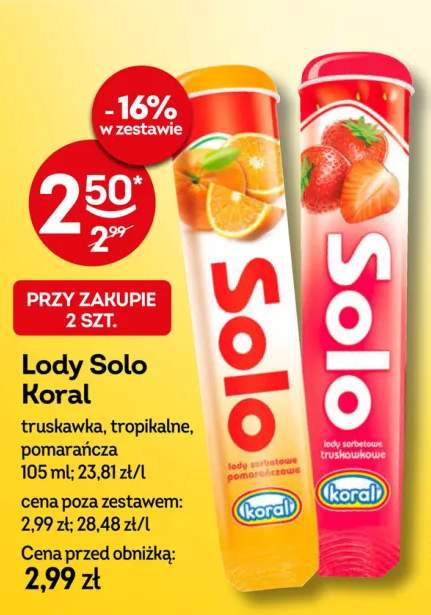 Lody Solo Koral truskawka