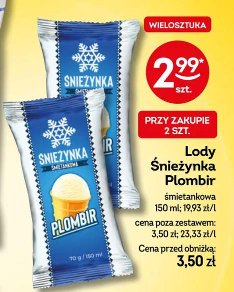 Lody Śnieżynka Plombir śmietankowa