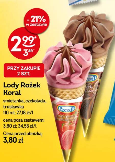 Lody Rożek Koral truskawka