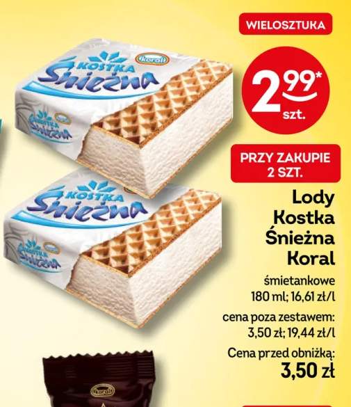 Lody Kostka Śnieżna Koral śmietankowe
