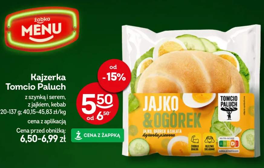 Kajzerka Tomcio Paluch z szynką i serem