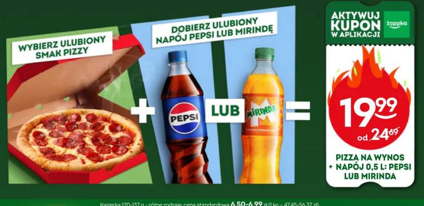 Zestaw Pizza na wynos 410-516 g + Napój Pepsi 0,5 l