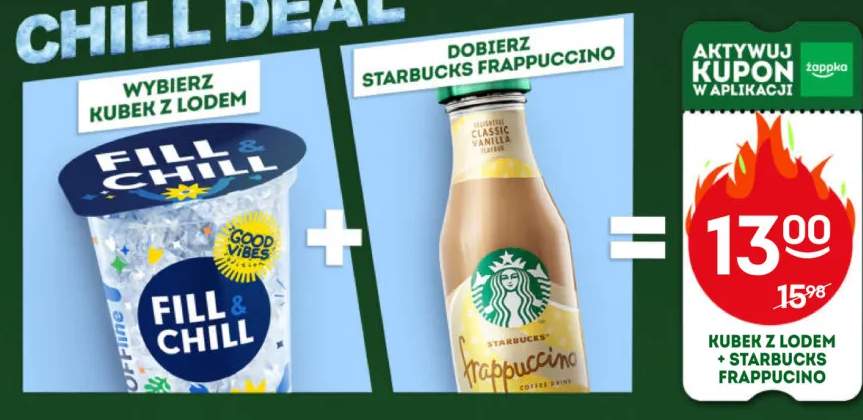 Zestaw Chill Deal: Kubek z lodem Fill & Chill 130 g + Napój kawowy Starbucks Frappuccino Classic Vanilla 250 ml