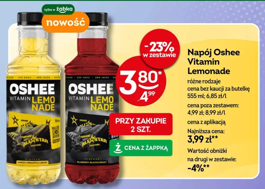 Napój Oshee Vitamin Lemonade Mango-Pineapple-Lemon