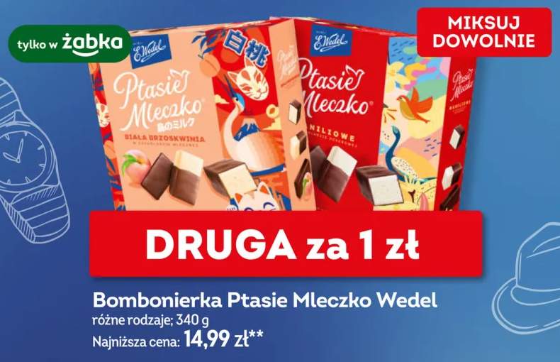 Bombonierka Ptasie Mleczko E.Wedel Biała Brzoskwinia +1 wariant