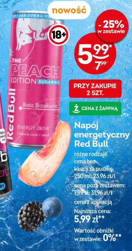 Napój energetyczny Red Bull The Peach Edition Sugarfree