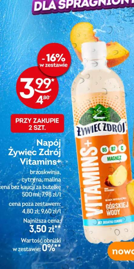 Napój Żywiec Zdrój Vitamins+ brzoskwinia +2 warianty