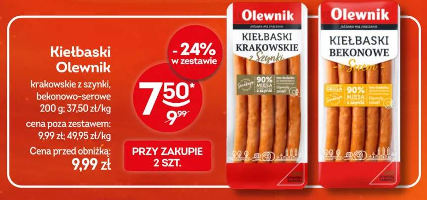 Kiełbaski krakowskie z szynki Olewnik +1 wariant