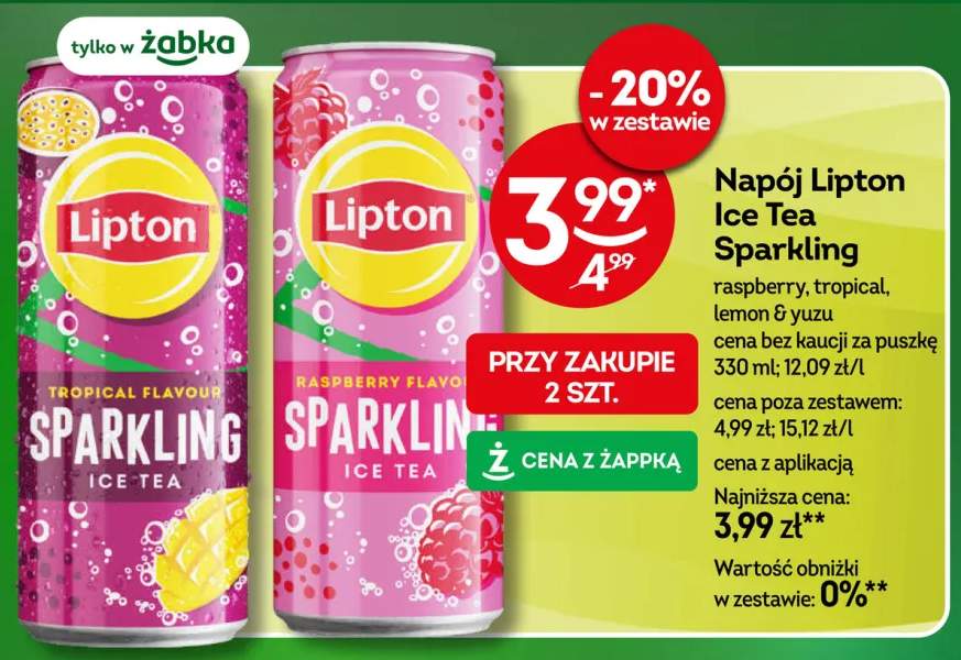 Napój Lipton Ice Tea Sparkling raspberry +2 warianty
