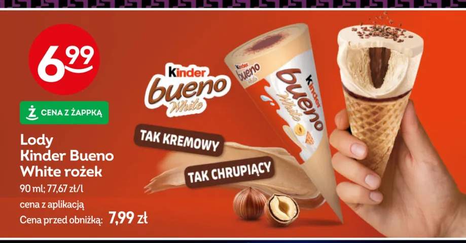 Lody Kinder Bueno White rożek