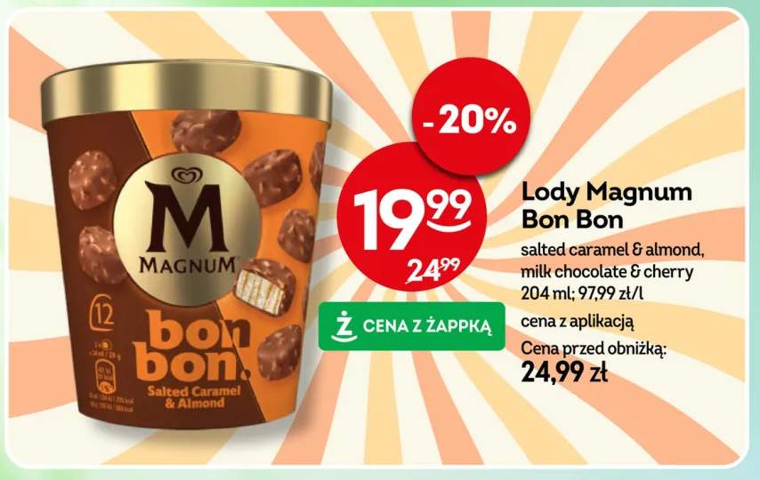Lody Magnum Bon Bon salted caramel & almond +1 wariant