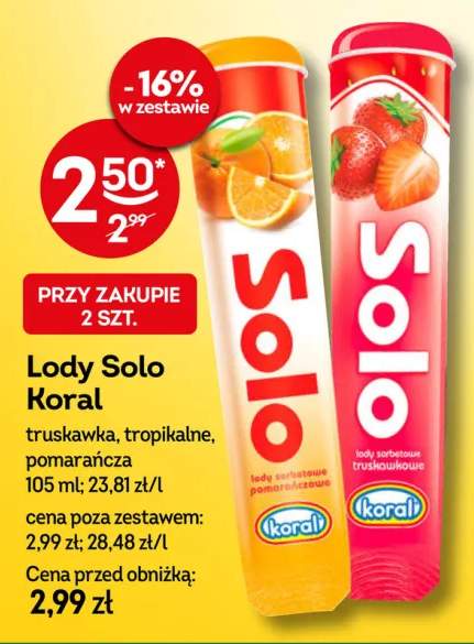 Lody Solo Koral truskawka +2 warianty