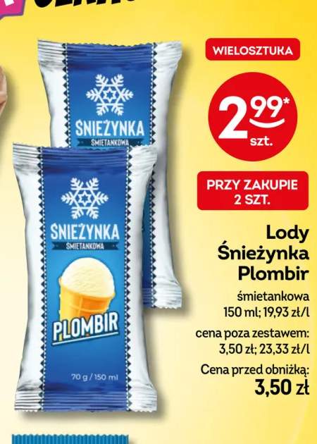 Lody Śnieżynka Plombir śmietankowa